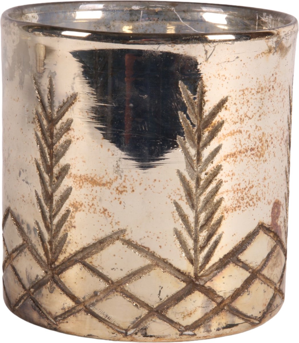 Baroque - Theelicht - Waxinelichthouder 12 cm - Zilver - Glas - 12x12x12 - Glass
