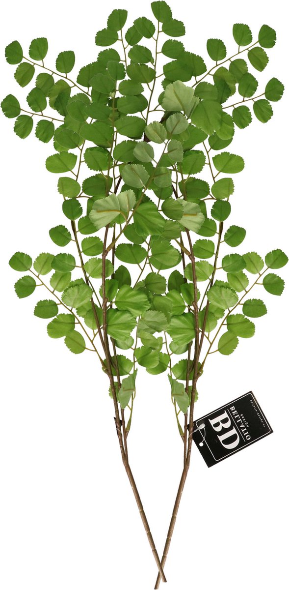 Bellatio Design Kunstbloem bladgroen tak Acacia - 2x - 90 cm - boeket opvulling - groen - kunst zijdebloemen