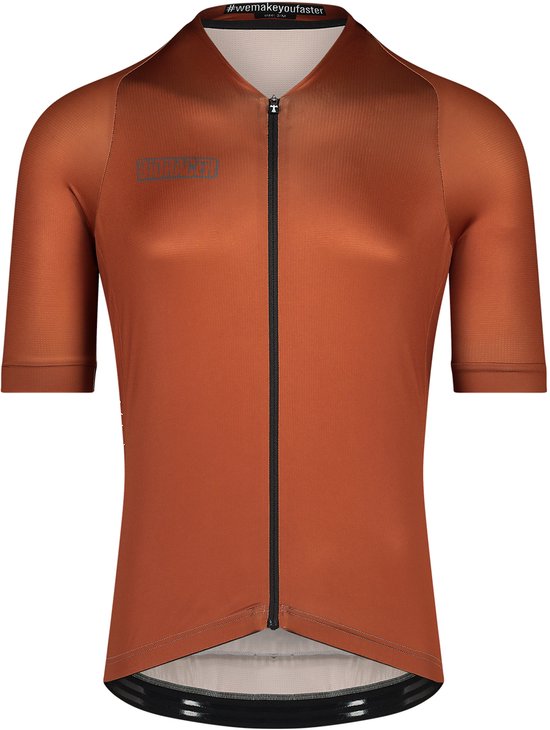 Maillot de cyclisme bronze métallisé à manches courtes avec fermeture éclair