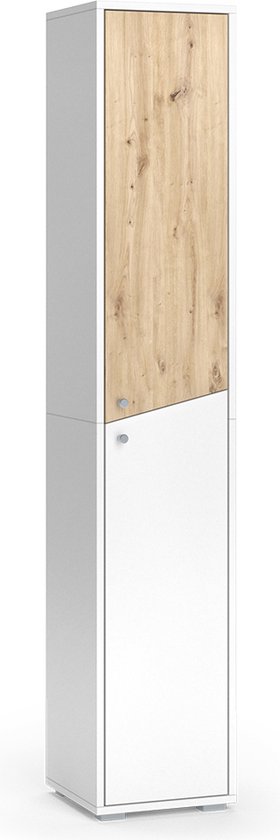 Vicco Badkamermeubel Irma, glanzend wit/goudkleurig eiken, 30 x 192 cm met deuren en open vakken, voor het opbergen van badkameraccessoires en compatibel met de serie Irma Vicco Badkamermeubel Irma, glanzend wit/goudkleurig eiken, 30 x 192 cm met deuren en open vakken, voor het opbergen van badkameraccessoires en compatibel met de serie Irma