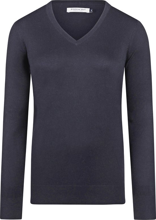 Steppin' Out Damestrui Cotton Cashmere V-hals Navy Maat S