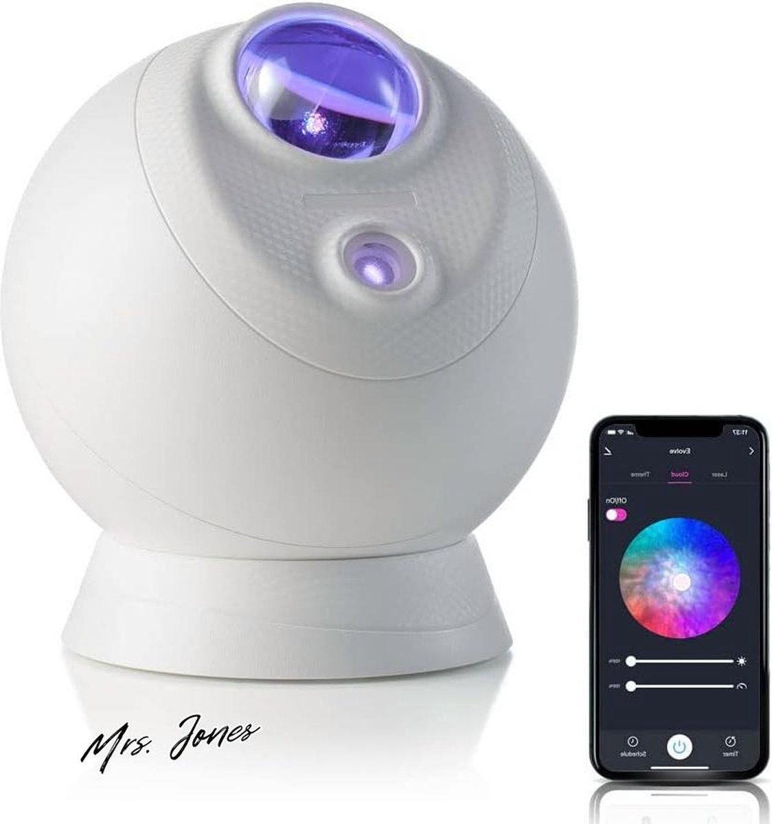 Mrs. Jones Sky Lite Evolve Galaxy Projector - LED gemengde kleur nevelwolk wifi-app thuisbios en nachtlamp geschenk - blauwe sterren .