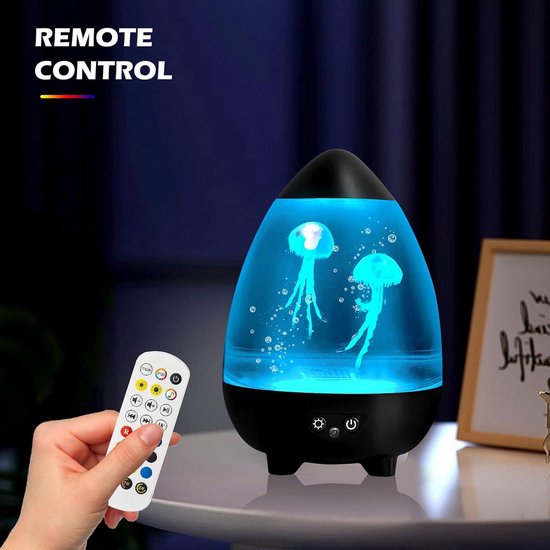 Mrs. Jones kwallen aquarium sfeerlamp afstandsbediening USB-kabeloog led-kwallen slaapkamer thuis kantoor geschenken (zwart) . van Mrs. Jones — afbeelding 2