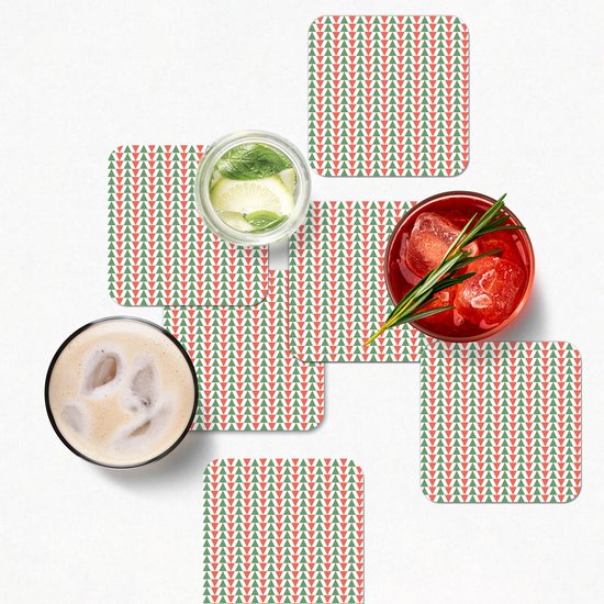 Sous-verres pour verres - Noël - Motifs - Driehoek - 10x10 cm - Sous-verres en verre - 6 pièces