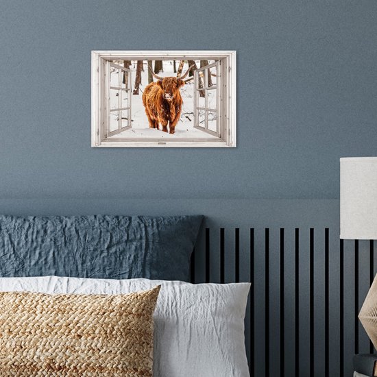 Affiche 30x20 cm - Highlander écossais - Neige - Hiver - Nature - Animal - Vue - Rural - Posters - Décoration de chambre - Décoration murale de salon - Décoration murale de chambre