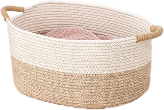Rieten mand met handvat en deksel wasmanden opbergmand stof opslag bakken manden voor geschenken plank manden outdoor mand kleding mand wasbakken (Size : 47 * 47 * 55CM