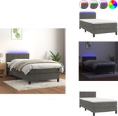 vidaXL Boxspring Gris foncé 203x90x78/88 cm - Velours - Lit