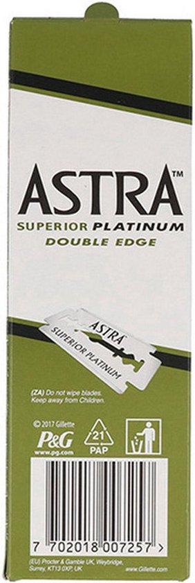 Astra Superior Platinum Stainless scheermesjes - Double Edge Blade - RVS - 100 stuks