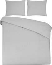 DoubleDry Housse de Couette 140 x 200/220 cm - 100 % Katoen Doux - Certifié OEKO-TEX & BSCI - gris ultra clair