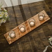 Kerstkaarsenhouder tafel decoratie - rustieke vier theelichthouders - mini kerstkransen - houten dienblad - Kerstmis Winter Diner Home Decor Gift