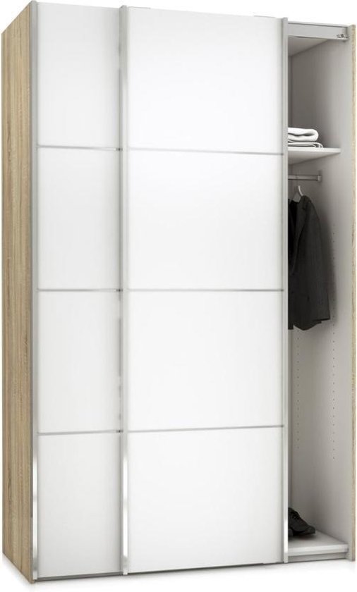 Helderheid Maestro Reis Veto kledingkast 2 deurs breedte 122 cm, eiken decor en wit . | bol.com
