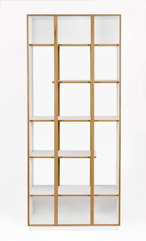 Vergelijkbaar Broer Geef energie Net boekenkast met 6 planken, in wit en eiken. | bol.com
