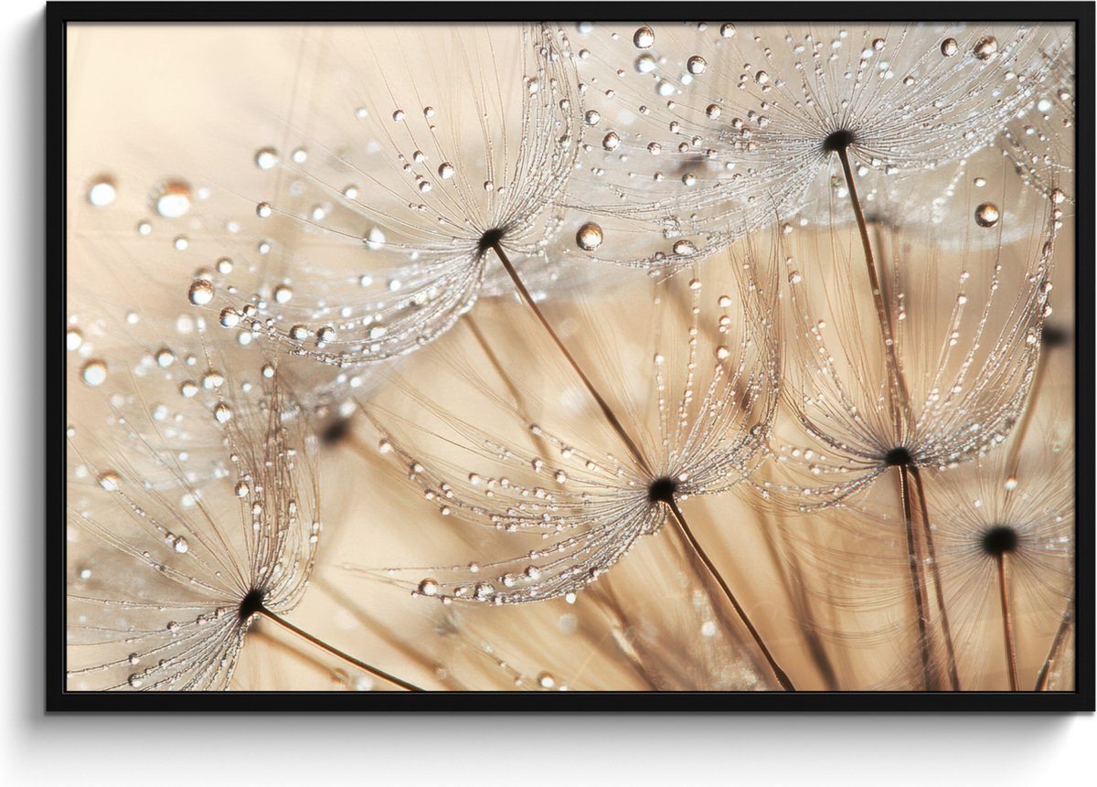 FrameYourWall Poster in lijst - Fotolijst 120x80 cm - Posters - Paardenbloem - Abstract - Natuur - Beige - Posterlijst zwart - Decoratie - Wanddecoratie woonkamer - Muurdecoratie slaapkamer