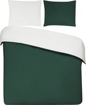 Housse de couette My Luxe. - 100% coton percale - 240x200/220 - vert / blanc double face