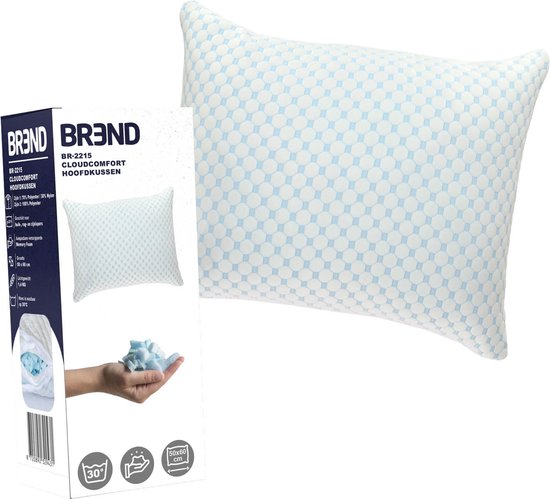 BREND BR-2215 CloudComfort Hoofdkussen voor alle Slaapposities – Memory Foam - Met Warme en Koele Kant - Aanpasbaar Comfort - Wit