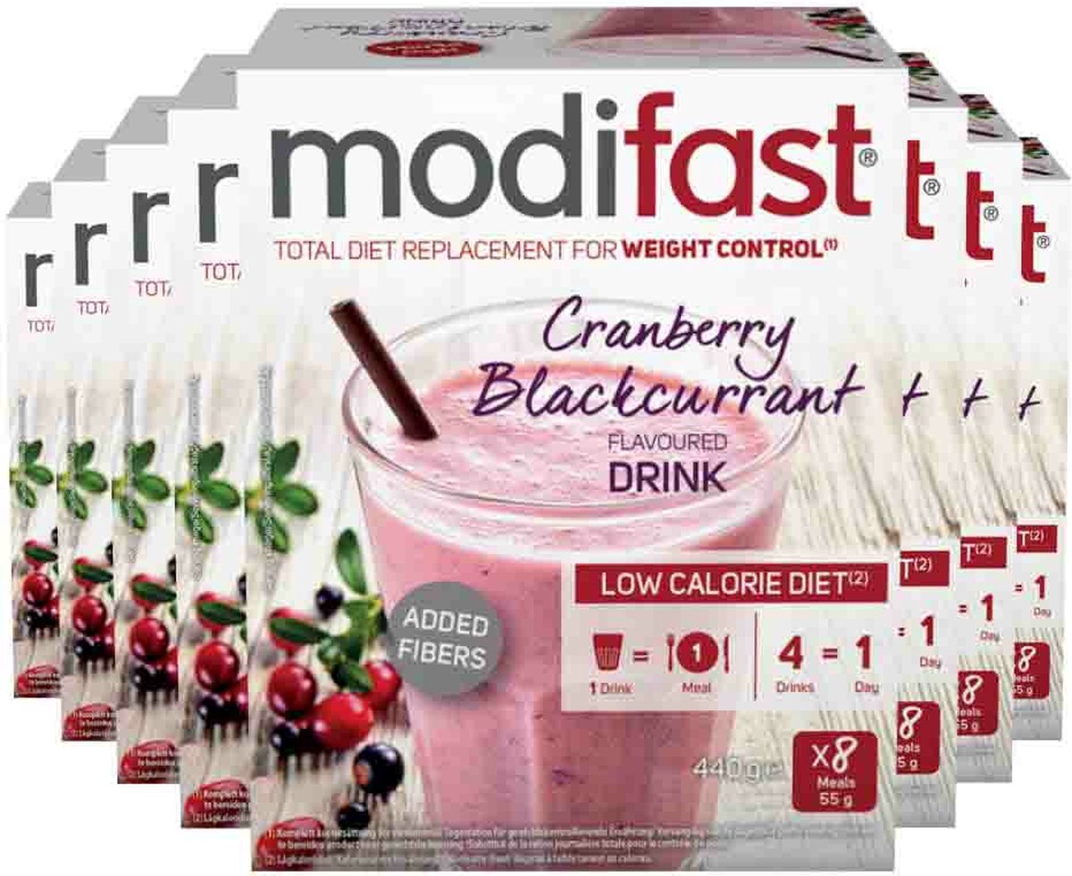 Goedkoopste 8x Modifast Intensive Milkshake Cranberry 8 x 55 gr