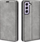 Samsung Galaxy S23 Hoesje - Luxe Wallet Bookcase (Magnetische Sluiting) - Grijs - GSM Hoesje - Telefoonhoesje Geschikt Voor: Samsung Galaxy S23