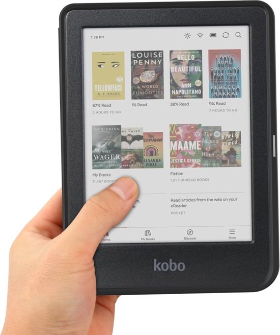 e-Reader Hoesje Leather Book Case met Wake/Sleep-functie - Kobo Clara Colour / Clara BW Hoesje - Zwart van CaseIQ — afbeelding 2