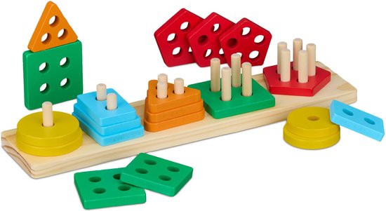 stapelspeelgoed - 5 vormen - sorteer speelgoed - vanaf 3 jaar - kleurrijk