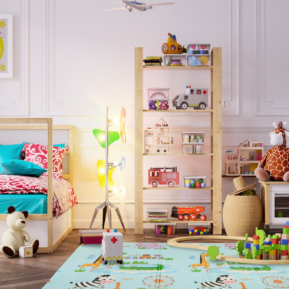 Speelmat - 200x180 cm - opvouwbaar - dieren - met tas - afwasbaar – foto 7