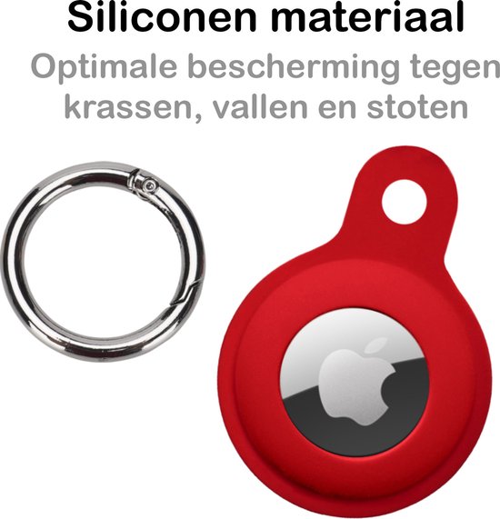 Étui adapté pour étui porte-clés Apple AirTag Pendentif en Siliconen - Étui adapté pour étui porte-clés pendentif Apple AirTag - Rouge foncé - 4 PACK