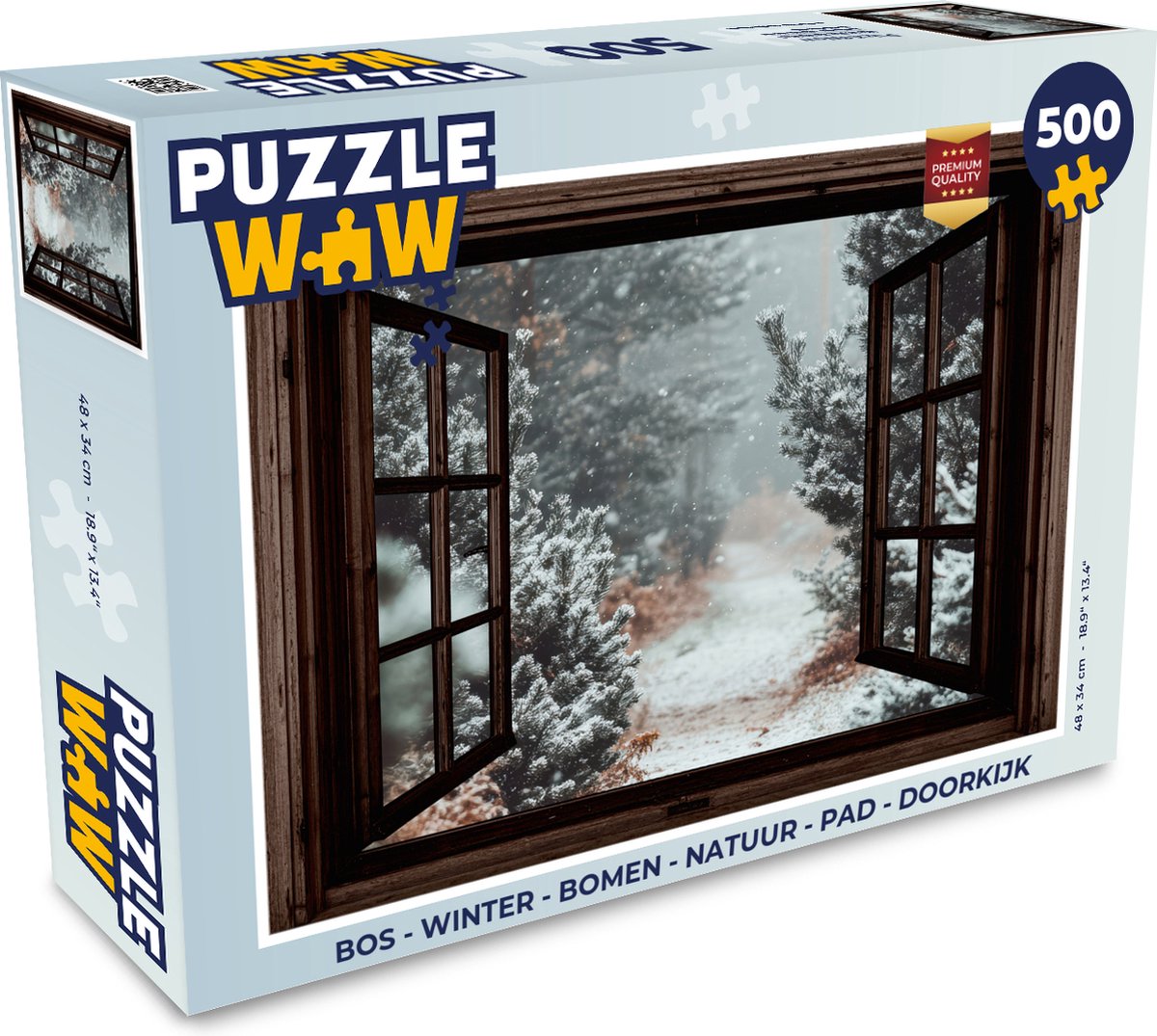 Puzzel Bos - Winter - Bomen - Natuur - Pad - Doorkijk - Legpuzzel - Puzzel 500 stukjes