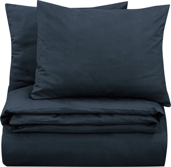 DoubleDry Dekbedovertrek 100% Natuurlijk Katoen - Eenpersoons 140x200/220 cm + 1 Kussensloop - Ademend & Zacht - Grijsblauw van DoubleDry — afbeelding 5