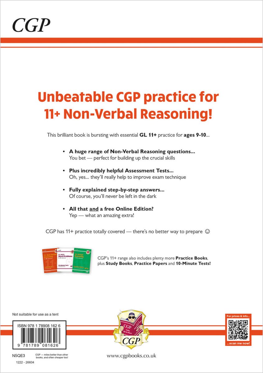 New 11+ GL Non-Verbal Reasoning Practice Book & Assessment Tests - Ages 9-10 (with Online Edition) - back cover