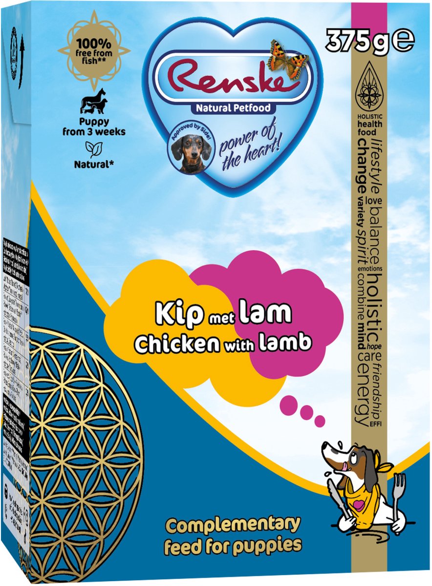 Renske Renske Vers Puppy - Tetrapack - Puppy Hondenvoer - Kip Lam 375 g
