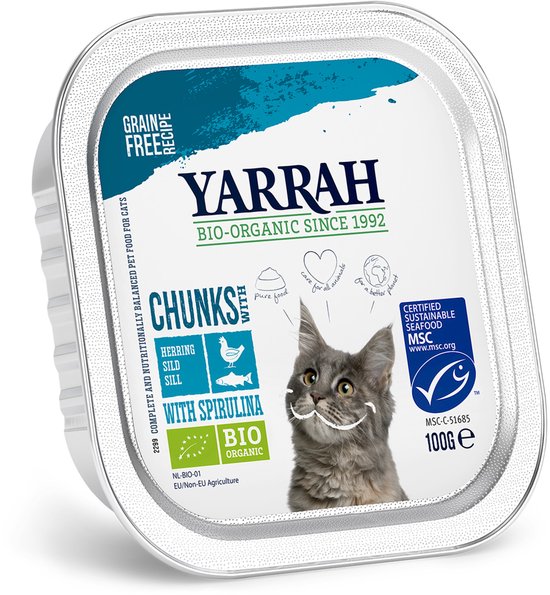 Yarrah Biologisch Kattenvoer Chunks met Vis - 100 gram NL-BIO-01