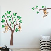 Muursticker boom kinderkamer met aapjes