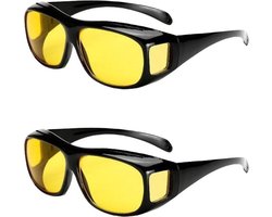 2-Pack Outdoor Fietsbrillen voor Heren - HD Nachtzicht Wraparound Bril - Anti-reflecterende gepolariseerde gele lenzen - Gepolariseerde Wraparound Zonnebril - Anti-wind en Zand Bril - Geschikt voor Nachtelijk Fietsen, Autorijden, Regen en Sneeuw