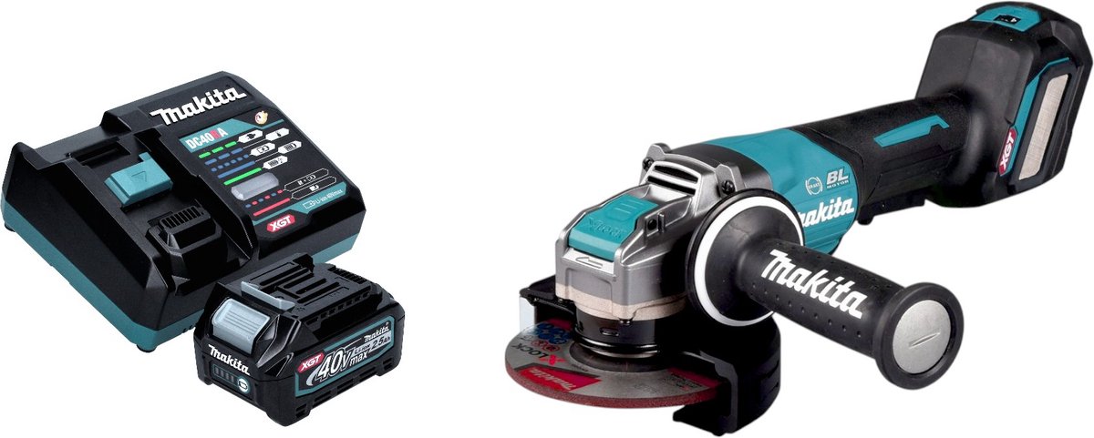 Makita GA 044 GD101 Accu haakse slijper 40 V max. 125 mm X-LOCK Brushless + 1x oplaadbare accu 2,5 Ah + lader