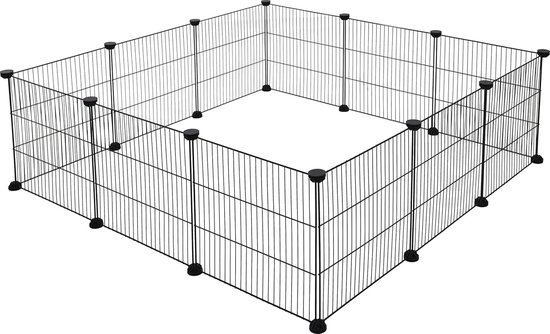 EUGAD Konijnenhok, caviakooi, modulair, van kunststof, voor kleine dieren, met gaten, doe-het-zelf, wit transparant, 175 x 75 x 35 cm 0047WL