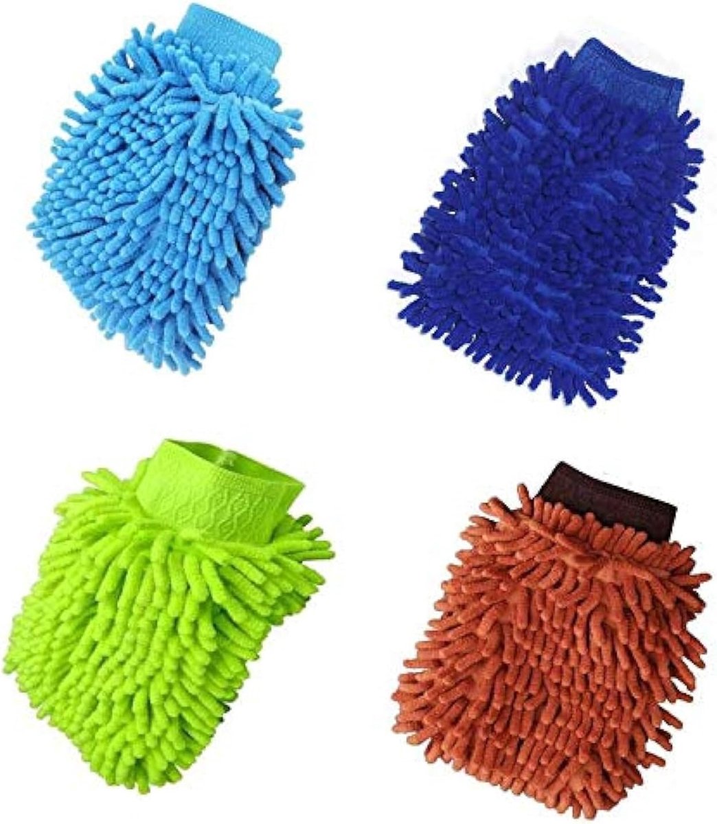 Goedkoopste JGS ® Hoogwaardige Microvezel Autowashandschoen Set van 4 Stuks voor Efficiënte Autoverzorging en Reiniging