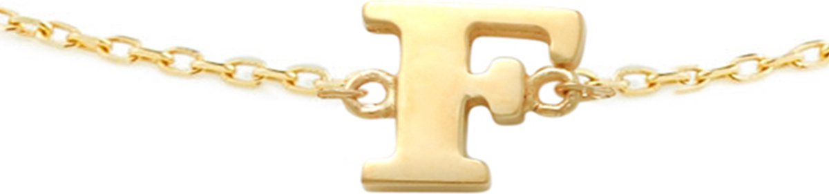 New Bling 9NBG-901F Gouden Armband met Letter F - 6mm - Ankerschakel - 16+1+1cm - Initiaal sieraad - 14 Karaat - Goud