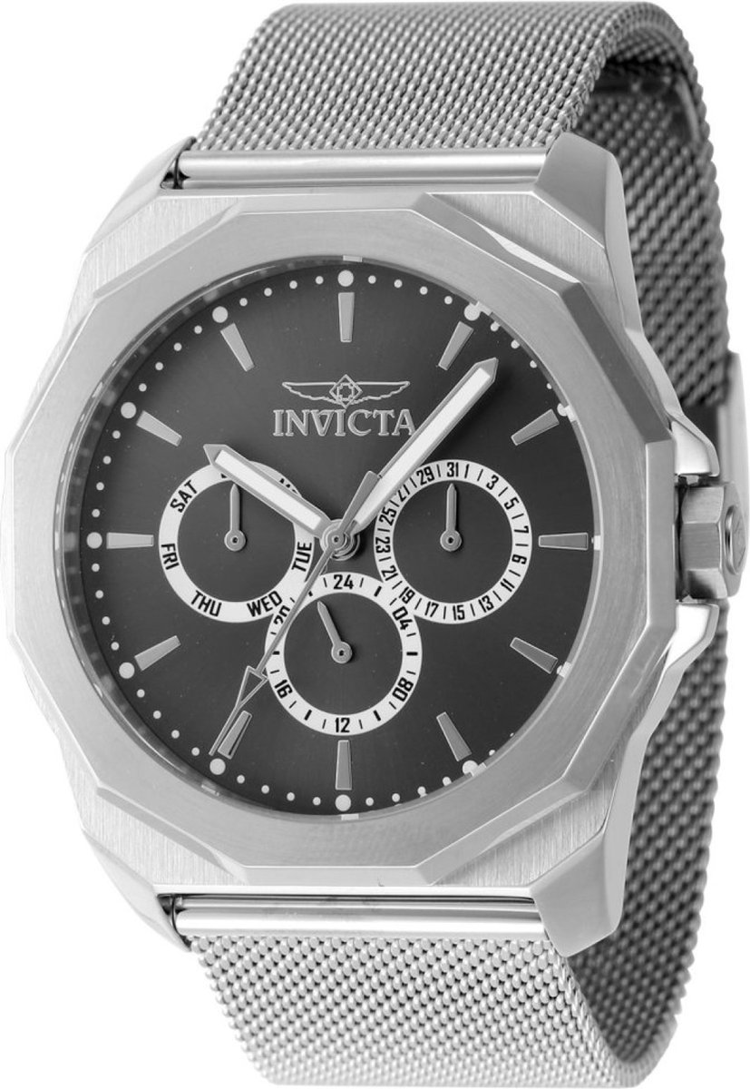 Invicta Specialty 47633 Heren Horloge - Waterdicht - Analoog - Quartz Uurwerk - Roestvrij Staal met grijze Wijzerplaat - 44mm