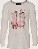 Creamie - meisjes shirt - lange mouwen - ballet schoenen - cream - Maat 110