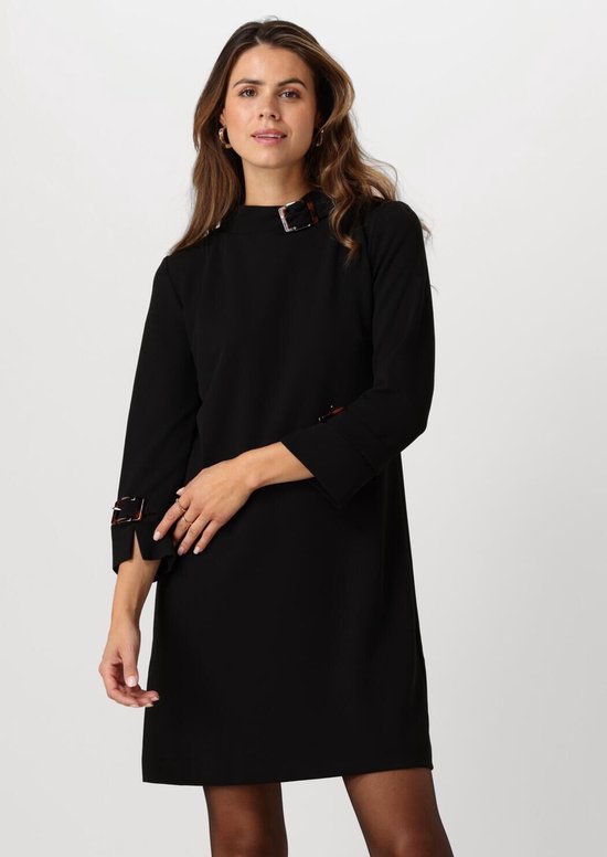 Robe Noire Femme Taille 42 Midi évasée Manches Courtes Col V - Polyester Uni