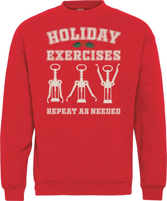 Kersttrui Holiday Exersize | Foute Kersttrui Dames Heren | Kerstcadeau | Kerstpakket | Rood | maat XXL