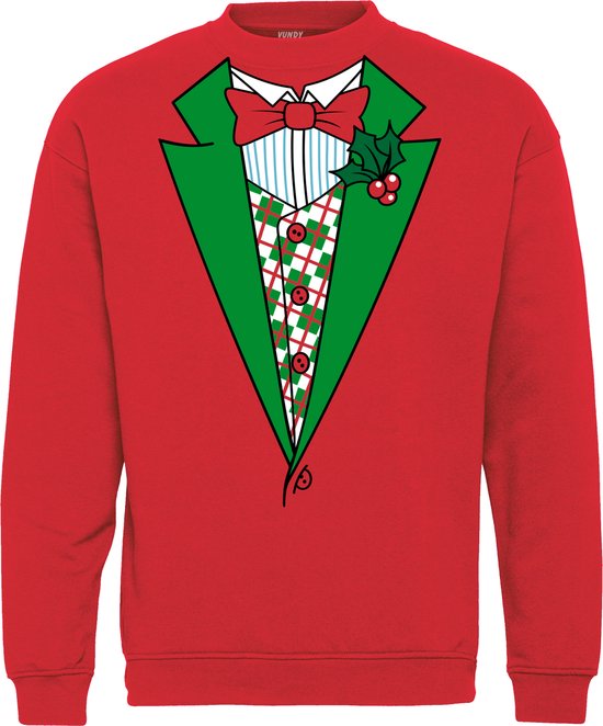 Smoking pull de Noël | Ugly Christmas Pull Femme Homme | cadeau de Noël | Paquet de Noël | Rouge | taille L.