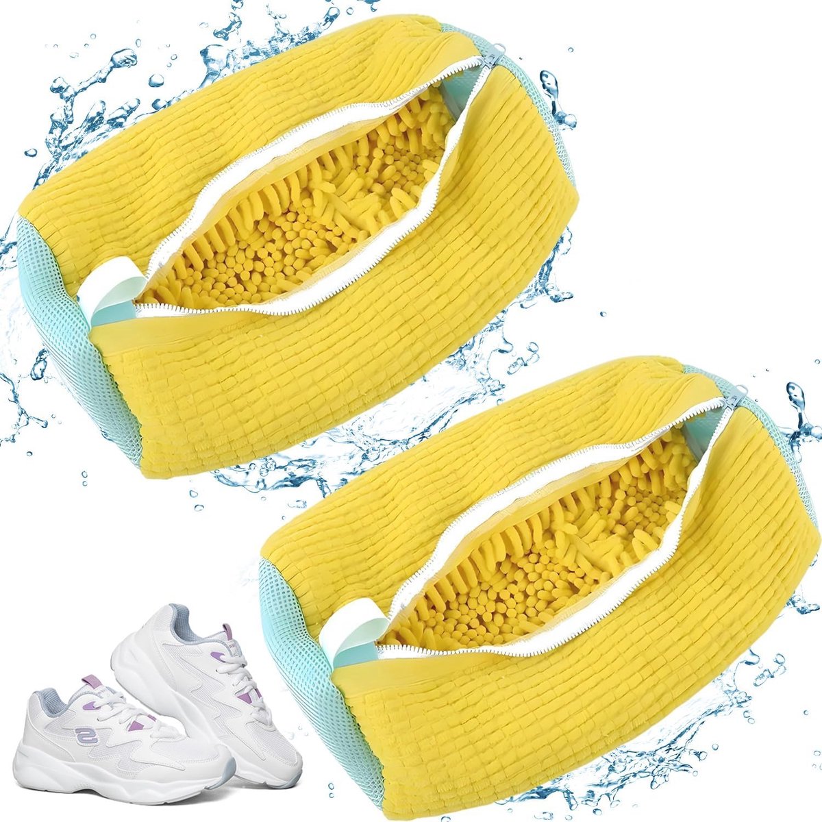 Goedkoopste Schoenwaszakken voor Wasmachine - 2 Stuks, 360° Reinigingsborstel, Herbruikbare en Duurzame Schoenverzorging