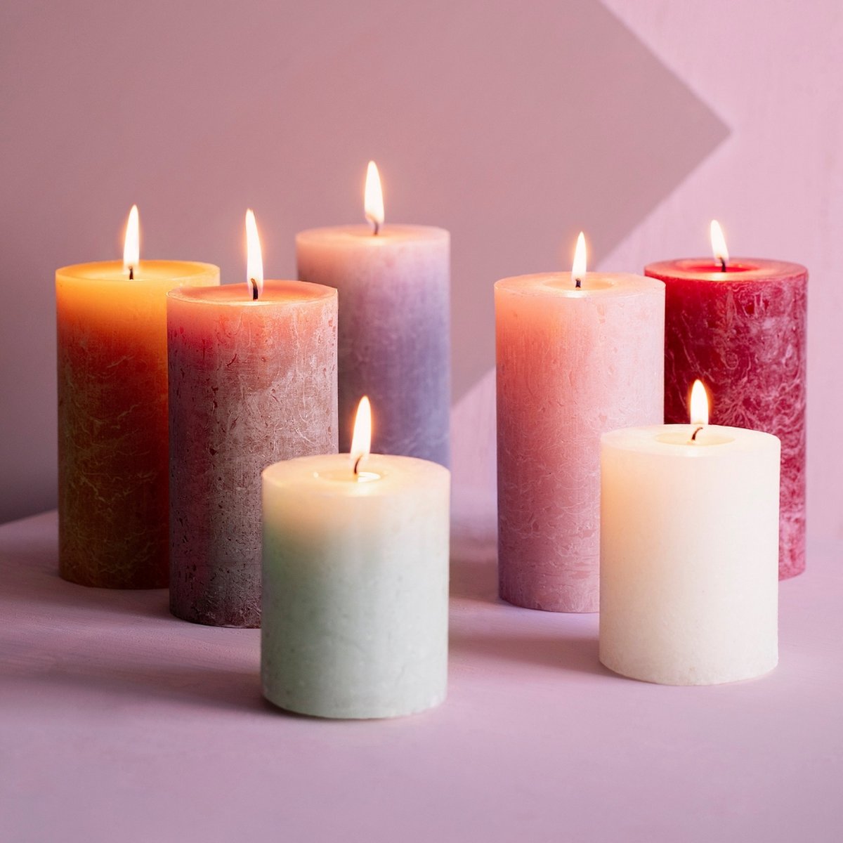 Bolsius Rustiek stompkaars - 200/100 - 1 Stuk - Misty Pink Poeder roze
