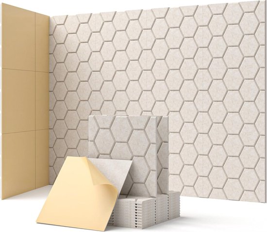 Zelfklevende akoestische panelen voor geluidsisolatie - 30 x 30 cm voor ruimtes zoals gaming, kantoren en studio's