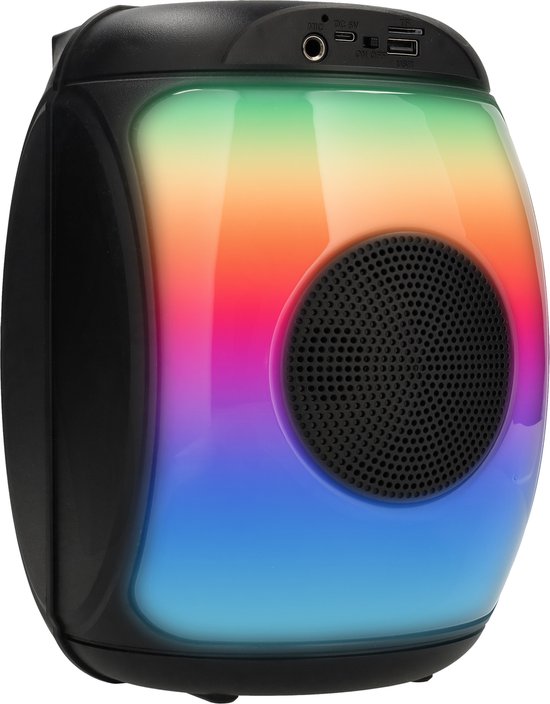 Bluetooth Party Speaker Soundlogic met Microfoon, RGB LED, Draadloos, Oplaadbaar, USB-C, Karaoke, Zwart