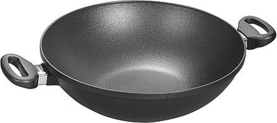 KAAMUT® Professionele Wok Wadjan 36 cm – Gietijzer – Met Houten Deksel – Geschikt voor Alle Warmtebronnen – Inclusief Bamboe Wokborstel