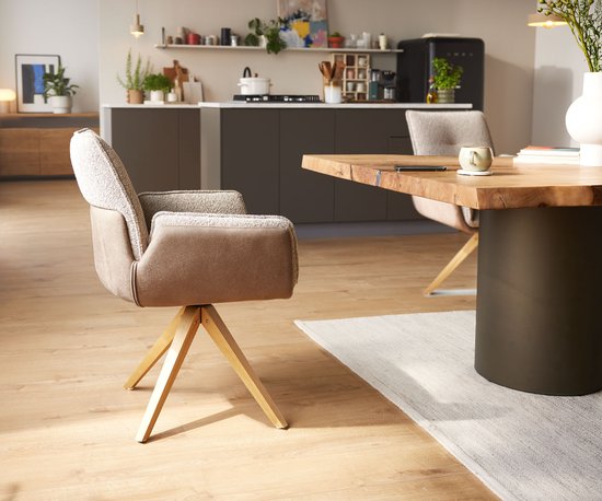 Chaise pivotante Nela - Structure en bois Flex , angulaire, mélange de matériaux naturels, boue, rotatif à 180°