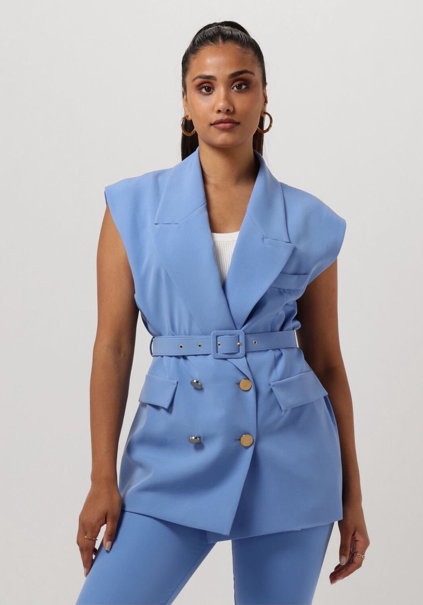 Access Double-breasted Waistcoat With Belt Blazers Dames - Blauw - Maat 40
