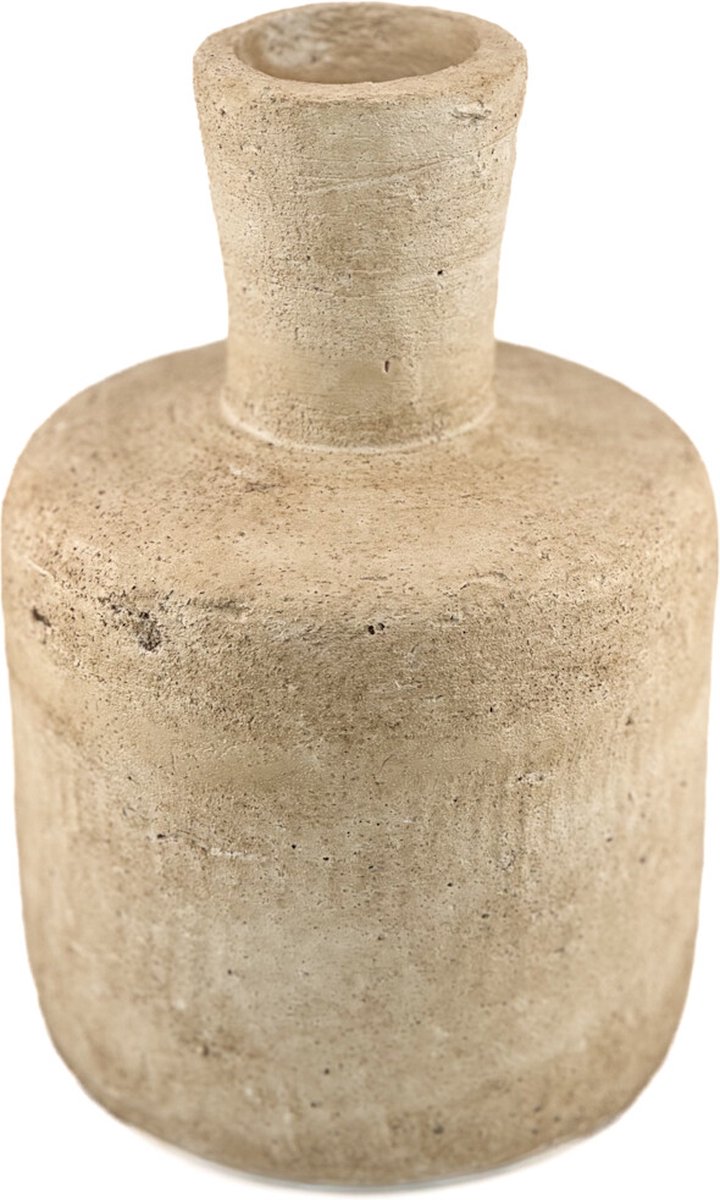 HomeBound by KY | Aardewerk vaas beige | 16x16x24cm | bloemenvaas keramiek off-white