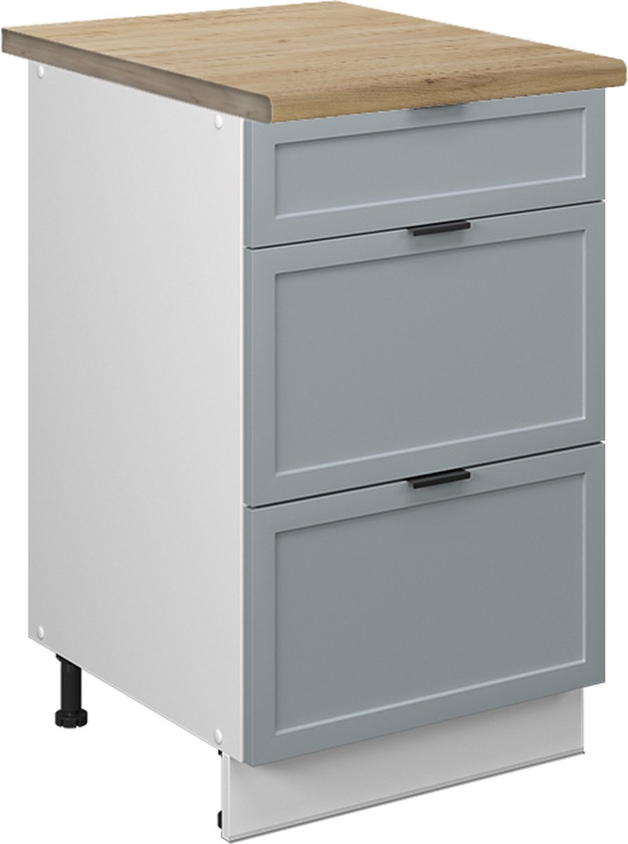 Vicco Fame-Line Keukenkasten – 50 cm, AP Goldkraft Licht blauw-grijs Licht blauw-grijs/Wit